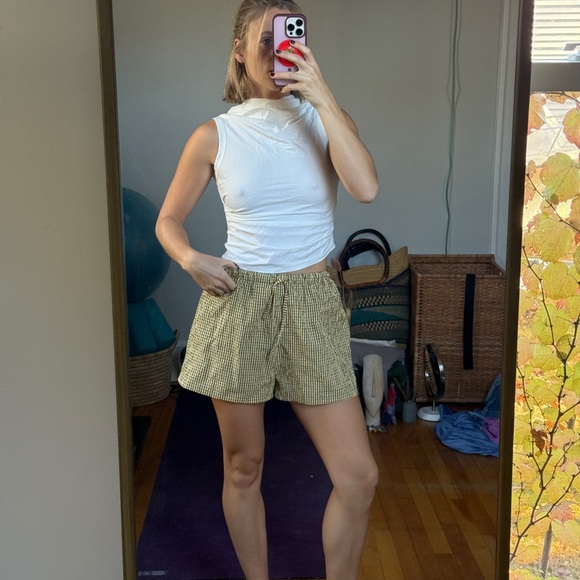 AVN Italy gingham Brown Checkered Women's Shorts